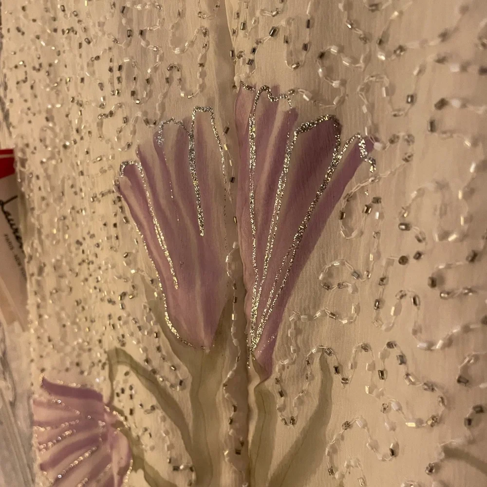 Laurence Kazar Ivory Beaded  Size 8. Full length. dress. New VINTAGE - Picture 12 of 16